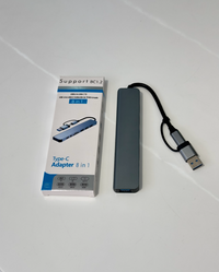 Hub USB C 8 en 1 de aluminio con puertos USB 3.0, USB tipo C, Puerto AUX, lector SD